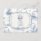 Elegant Toile Nautisch Baby shower Diapper Raffle Informatiekaartje (Voorkant)