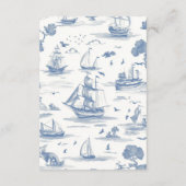 Elegant Toile Nautisch Baby shower Diapper Raffle Informatiekaartje (Achterkant)
