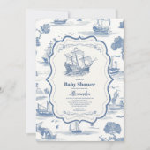 Elegant Toile Nautisch Baby shower Kaart (Voorkant)