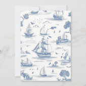 Elegant Toile Nautisch Baby shower Kaart (Achterkant)