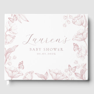 Elegant Toile Print Natuur Baby shower Gastenboek