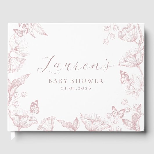 Elegant Toile Print Natuur Baby shower Gastenboek (Voorkant)
