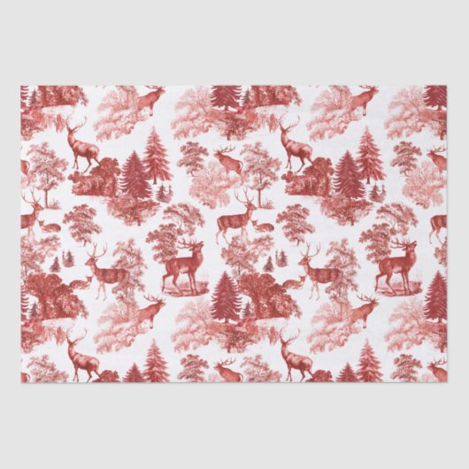 Elegant  Toile Red Deer in Woodland Tissuepapier (Voorkant)