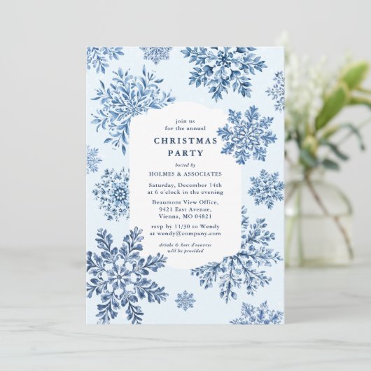 Elegant Toile Snowflake kerstfeest Kaart (Staand voorkant)