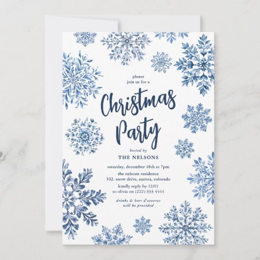 Elegant Toile Snowflake kerstfeest Kaart (Voorkant)