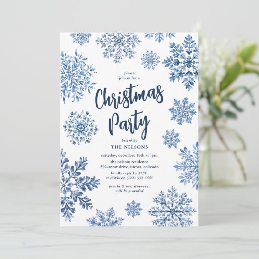 Elegant Toile Snowflake kerstfeest Kaart (Staand voorkant)