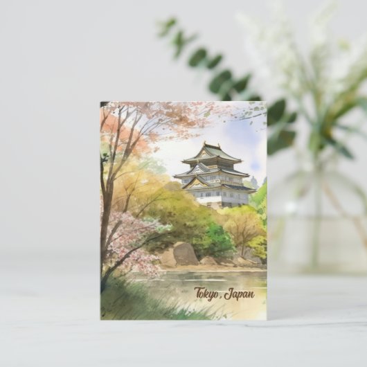Elegant Tokyo, Japan  Waterverf Reizen Briefkaart (Staand voorkant)