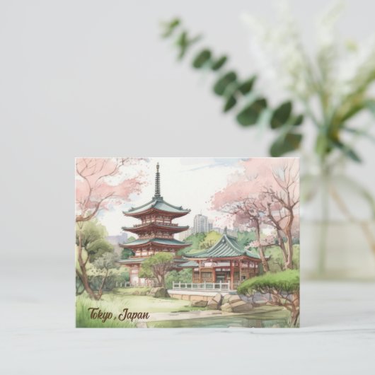 Elegant Tokyo, Japan  Waterverf Reizen Briefkaart (Staand voorkant)