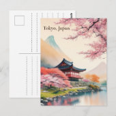 Elegant Tokyo, Japan  Waterverf Reizen Pos Briefkaart (Voorkant / Achterkant)