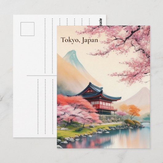 Elegant Tokyo, Japan  Waterverf Reizen Pos Briefkaart (Voorkant / Achterkant)