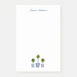 Elegant Topiaries in blauwe en witte potten Post-it® Notes