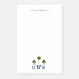 Elegant Topiaries in blauwe en witte potten Post-it® Notes