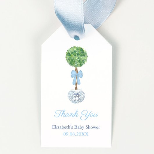 Elegant Topiary Boy Baby shower Dank u Cadeaulabel
