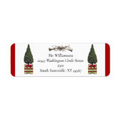 Elegant Topiary kerstboom Hunt Horn Red Bow Etiket (Voorkant)