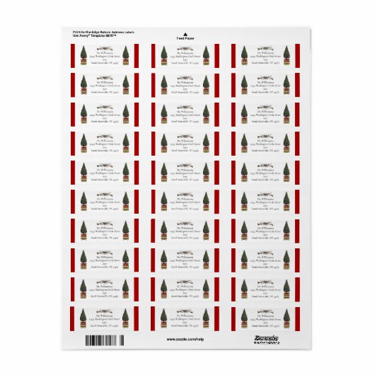 Elegant Topiary kerstboom Hunt Horn Red Bow Etiket (Full Sheet)