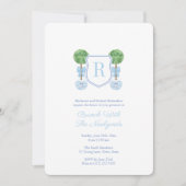 Elegant Topiary Monogram Passen getrouwd Brunch Pa Kaart (Voorkant)