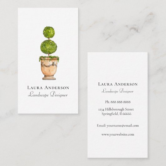 Elegant topiary waterverf Landscaping Visitekaartje (Voorkant / Achterkant)