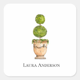 Elegant topiary waterverf vierkante sticker