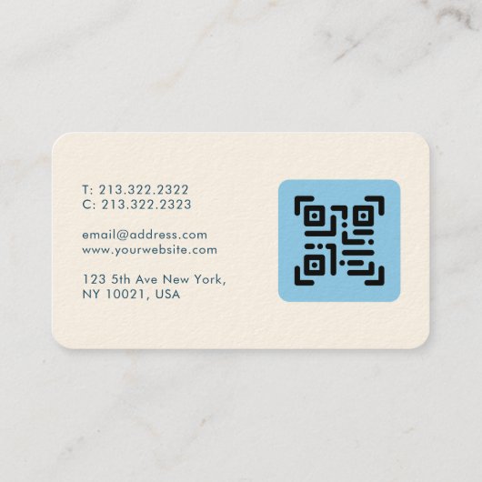 Elegant Torquoise Blue en Burgundy Abstract QR Visitekaartje (Achterkant)