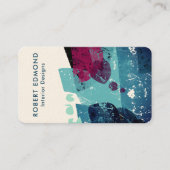 Elegant Torquoise Blue en Burgundy Abstract QR Visitekaartje (Voorkant)