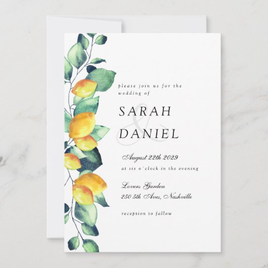 Elegant Toscana Wedding White Green-uitnodiging Kaart (Voorkant)