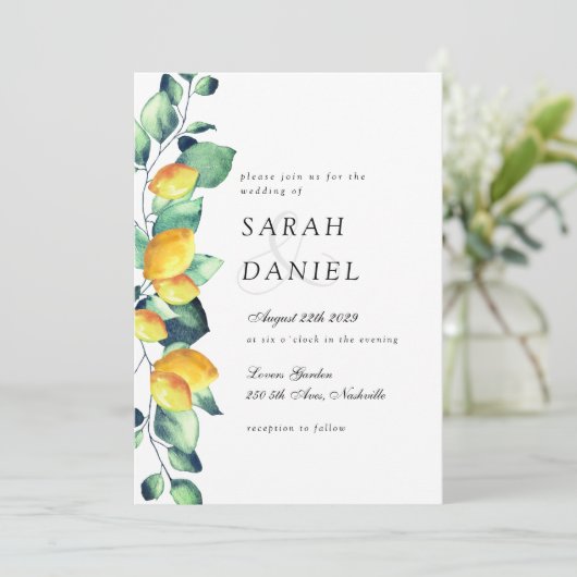 Elegant Toscana Wedding White Green-uitnodiging Kaart (Staand voorkant)