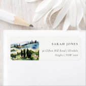 Elegant Toscane Italië Waterverf Landschap Adres Etiket (Insitu)