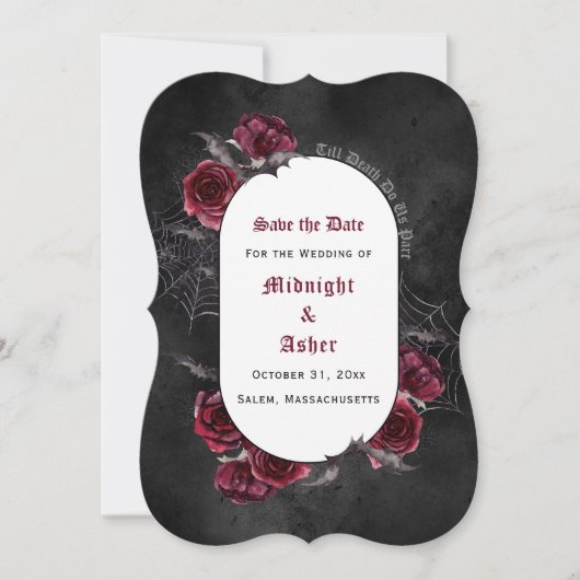 Elegant tot de dood ons deel Rozen sparen de datum Save The Date (Voorkant)