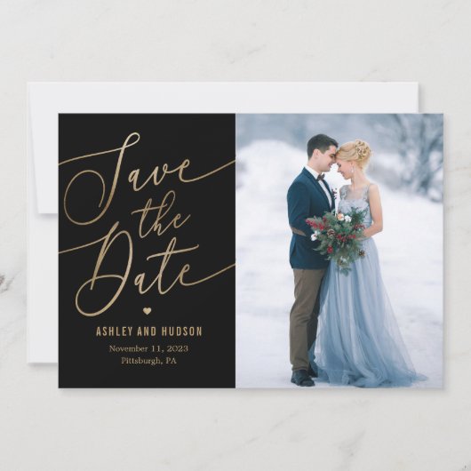Elegant Touch Editable Color Save the Date Kaart (Voorkant)