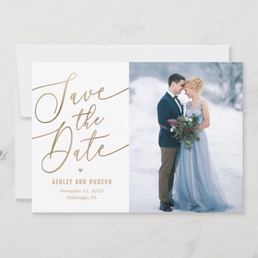Elegant Touch Editable Color Save the Date Kaart (Voorkant)