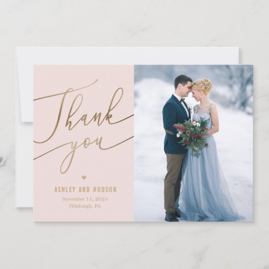 Elegant Touch Editable Color Wedding Bedankkaart (Voorkant)
