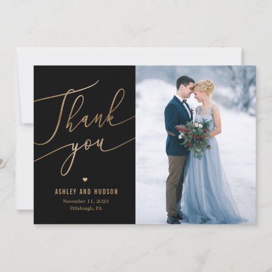 Elegant Touch Editable Color Wedding Bedankkaart (Voorkant)