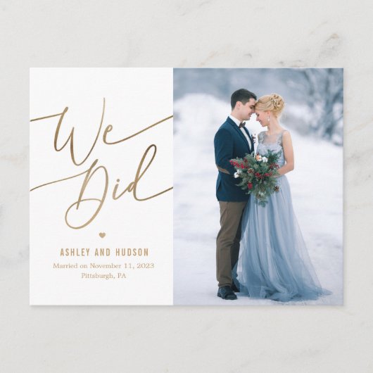 Elegant Touch Wedding Announcement Elopement Postc Briefkaart (Voorkant)