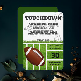 Elegant Touchdown Football Baby shower Bedankkaart