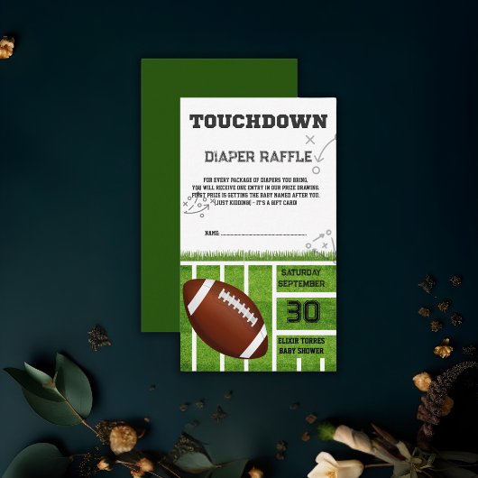 Elegant Touchdown Football Baby shower Informatiekaartje