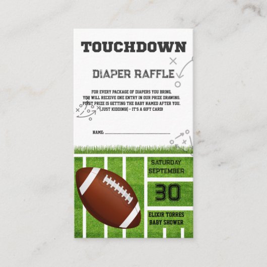 Elegant Touchdown Football Baby shower Informatiekaartje (Voorkant)