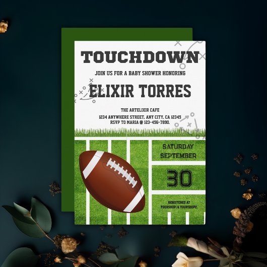Elegant Touchdown Football Baby shower Kaart