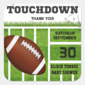Elegant Touchdown Football Baby shower Vierkante Sticker (Voorkant)