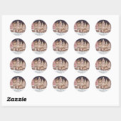 Elegant Townscape gepersonaliseerd adreslabel Ronde Sticker (Vel)