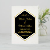 Elegant Traditional Black & Gold Foil Wedding Folie Uitnodiging (Staand Voorkant)