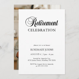 Elegant Traditional Calligraphy Photo Retirement Kaart