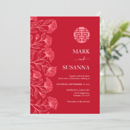 Elegant Traditional Chinese Wedding Invite (RED) Kaart