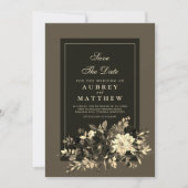 Elegant Traditional Earth Brown Autumn Floral Save The Date (Voorkant)