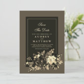 Elegant Traditional Earth Brown Autumn Floral Save The Date (Staand voorkant)
