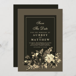 Elegant Traditional Earth Brown Autumn Floral Save The Date