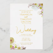 Elegant Traditional floral Wedding Folie Uitnodiging (Voorkant)
