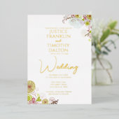 Elegant Traditional floral Wedding Folie Uitnodiging (Staand Voorkant)