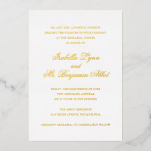 Elegant Traditional Formal Rehearsal Dinner Gold Folie Uitnodiging