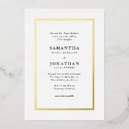 Elegant Traditional Gold Foil Border Wedding Folie Uitnodiging