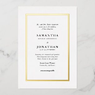 Elegant Traditional Gold Foil Border Wedding Folie Uitnodiging